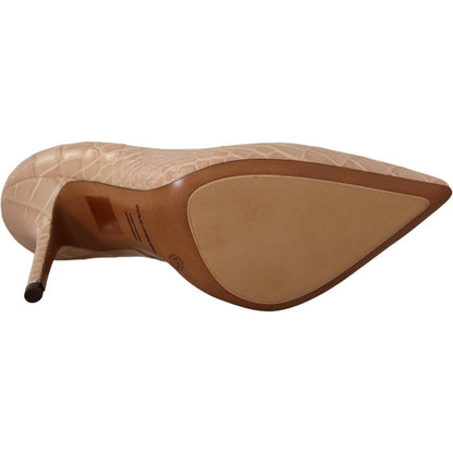 Dolce & Gabbana Beige Leather Bellucci Heels Pumps Shoes