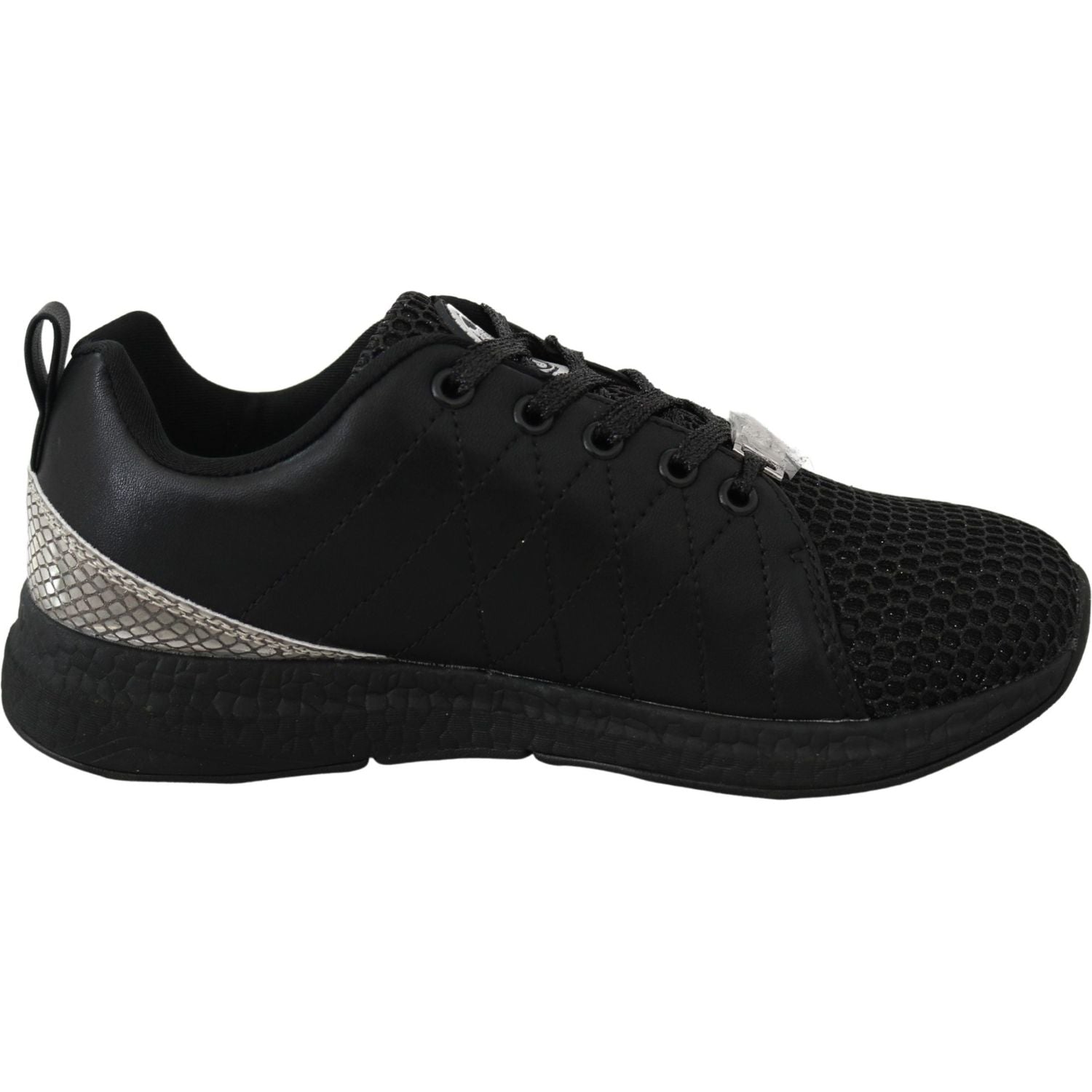 Plein Sport Black Polyester Runner Gisella Sneakers Shoes