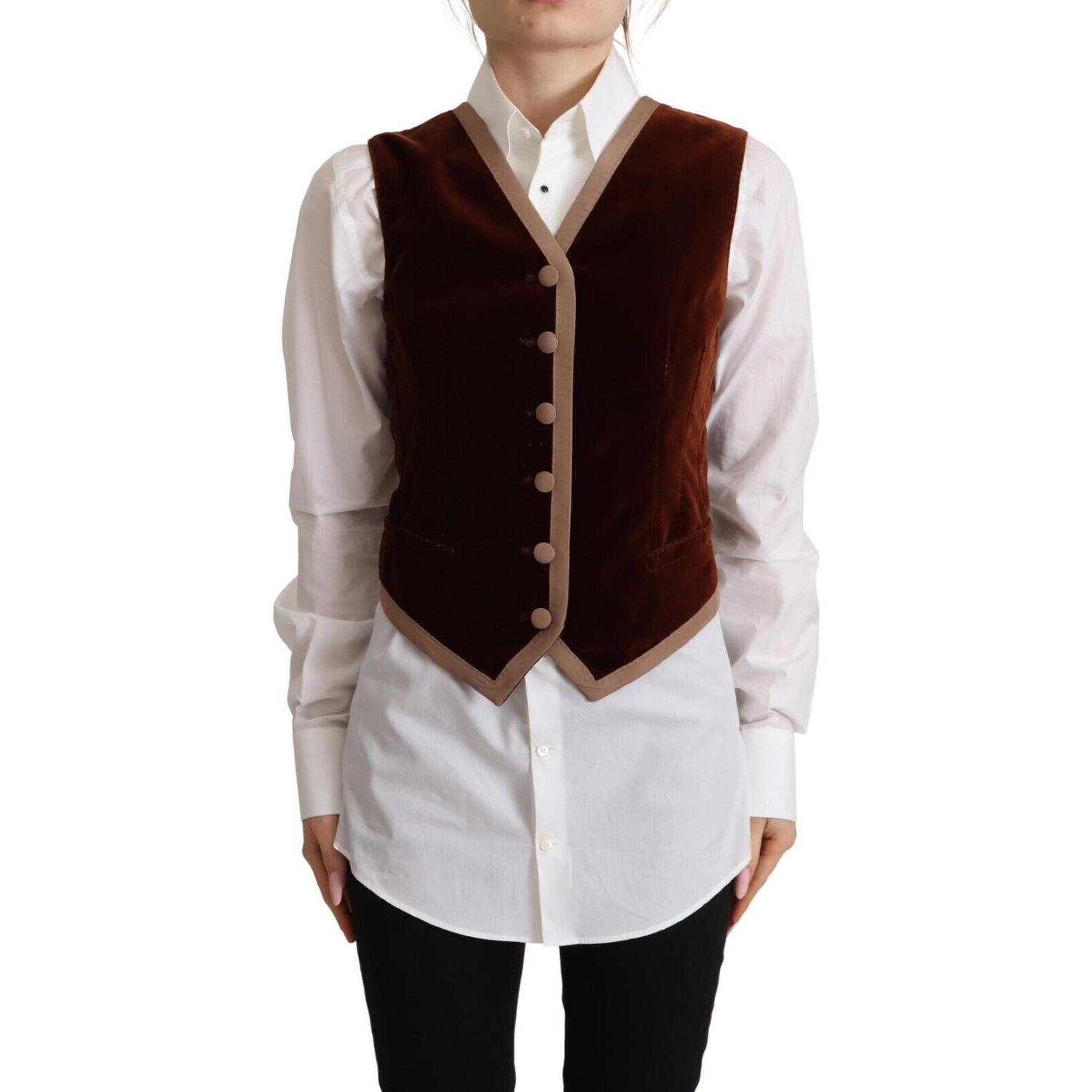 Dolce & Gabbana Bordeaux Velvet Cotton V-neck Sleeveless Vest Top