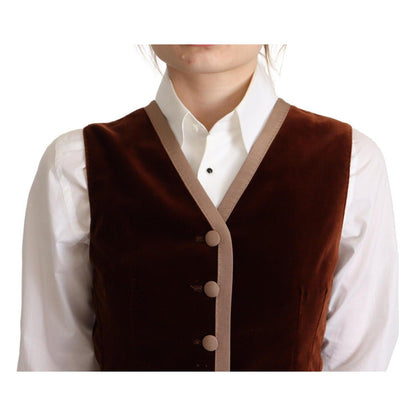 Dolce & Gabbana Bordeaux Velvet Cotton V-neck Sleeveless Vest Top