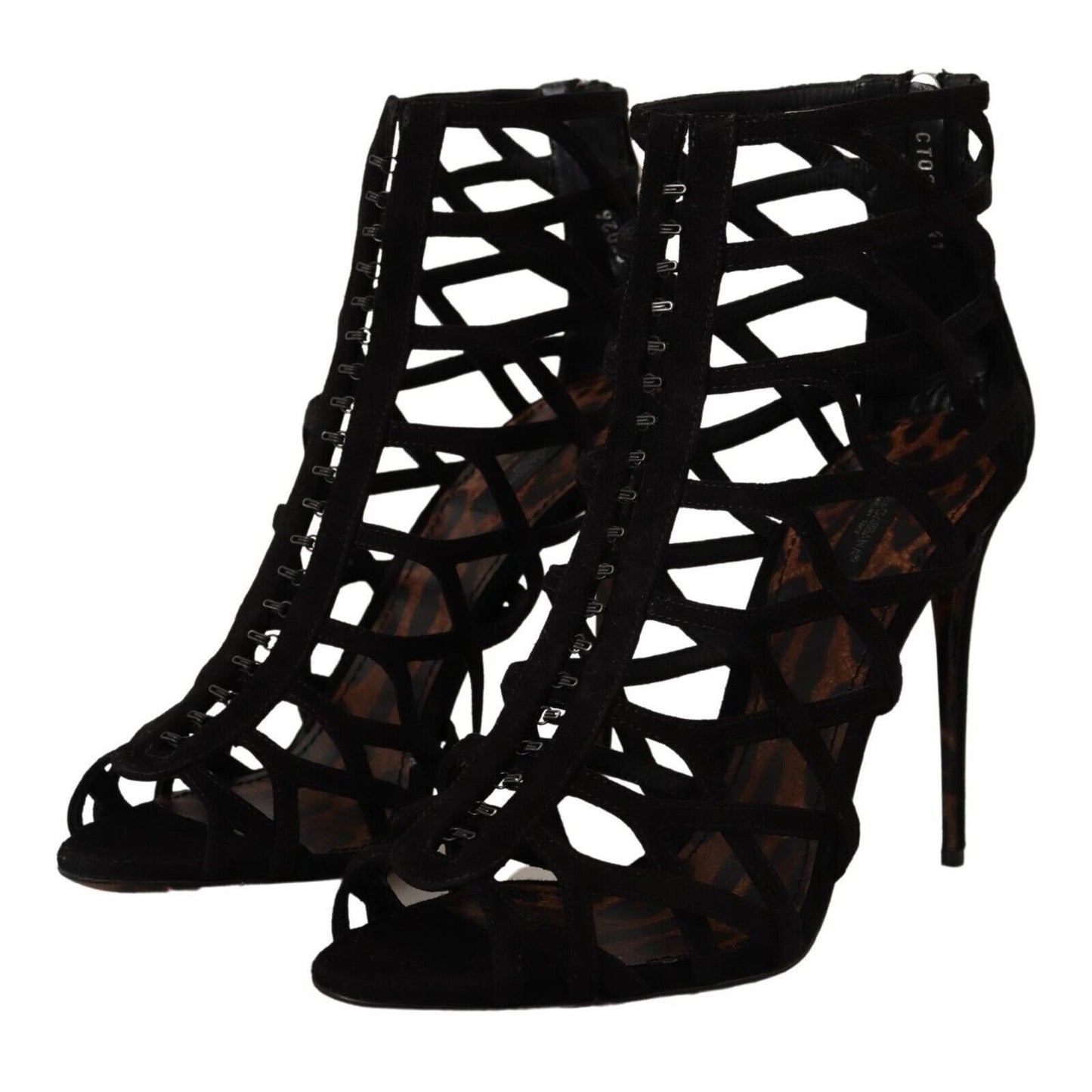 Dolce & Gabbana Black Suede Stiletto Heels Bette Sandals Shoes