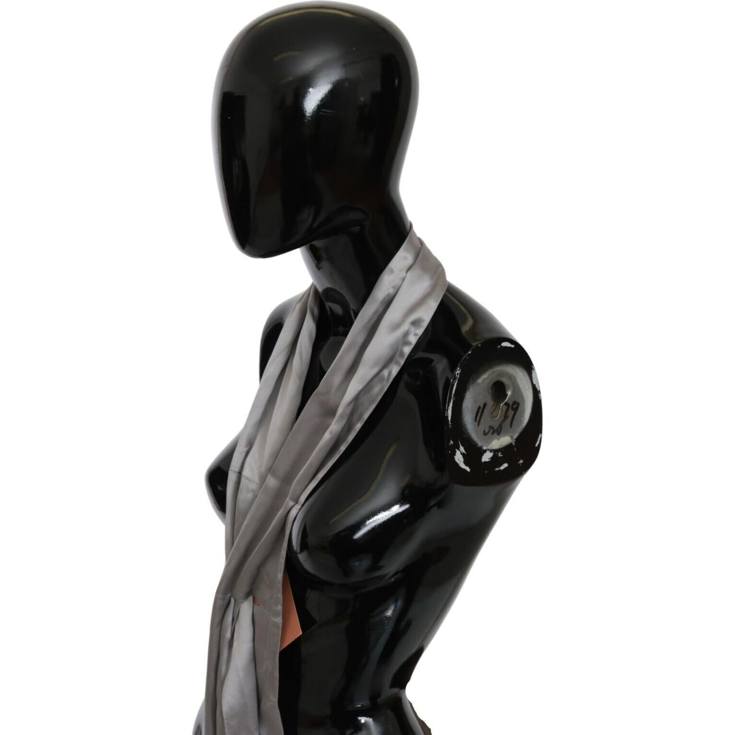 Ermanno Scervino Metallic Silver Silk Neck Wrap Shawl Scarf