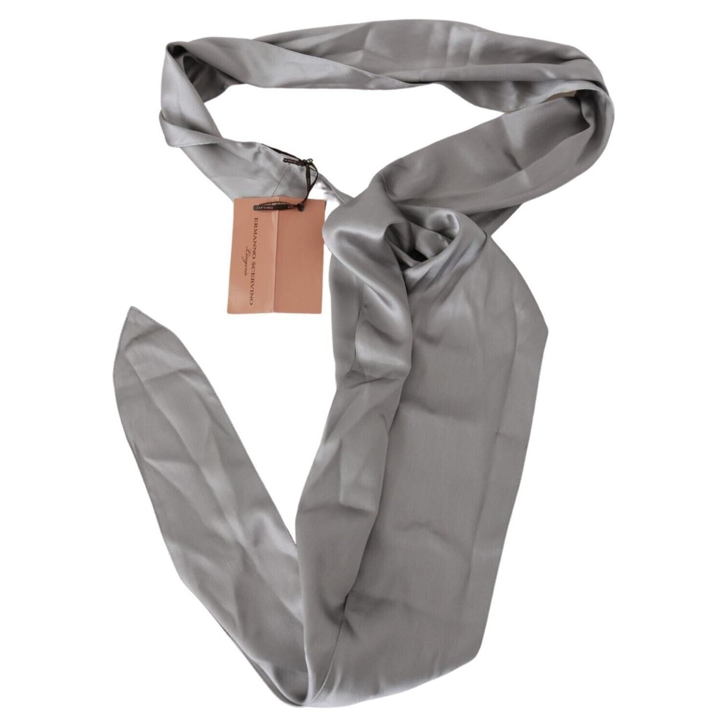 Ermanno Scervino Metallic Silver Silk Neck Wrap Shawl Scarf