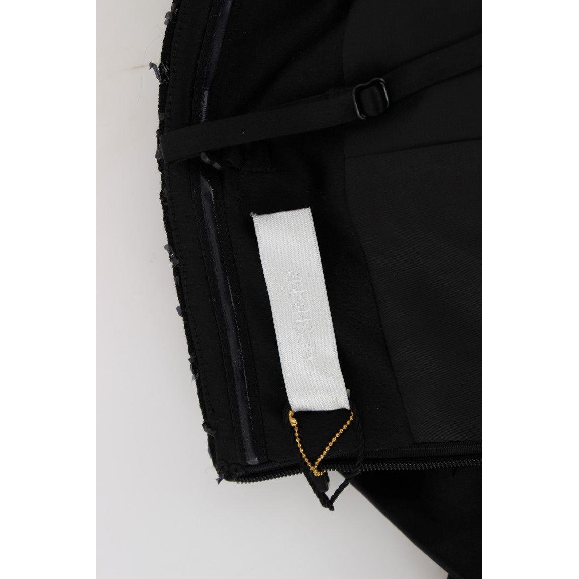 Masha Ma Black Strapless Embellished Pencil Dress