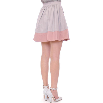 Comeforbreakfast Pink Gray Mini Short Pleated Skirt