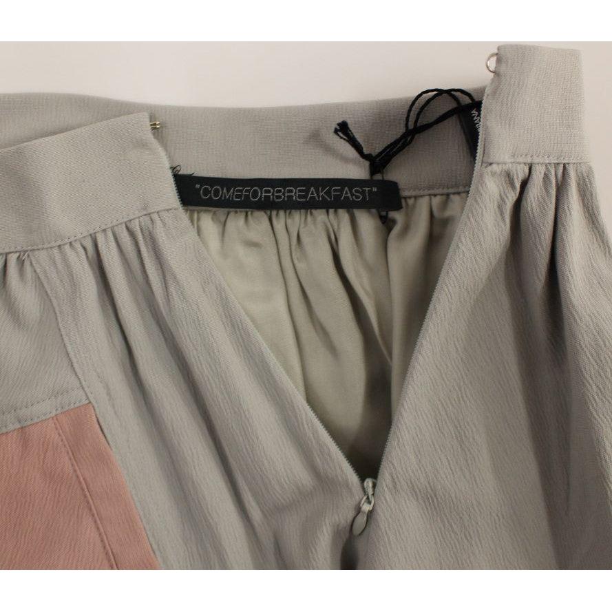 Comeforbreakfast Pink Gray Mini Short Pleated Skirt