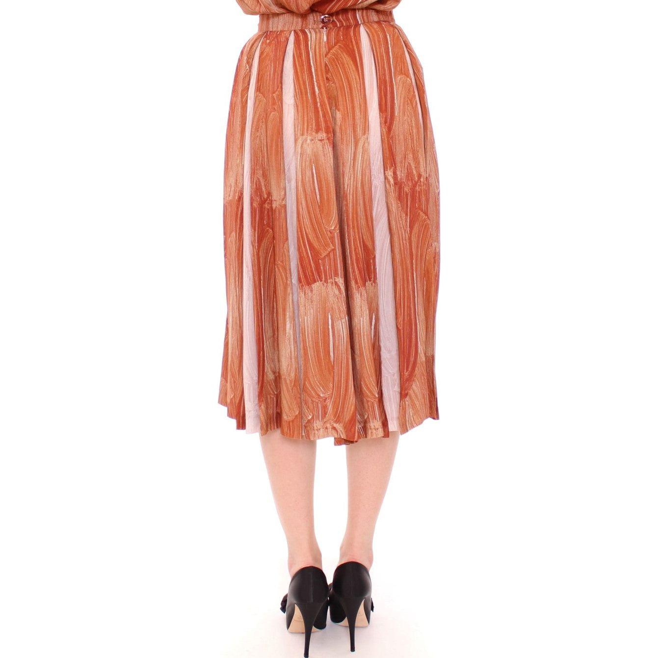 Licia Florio Brown Orange Below Knee Full Skirt