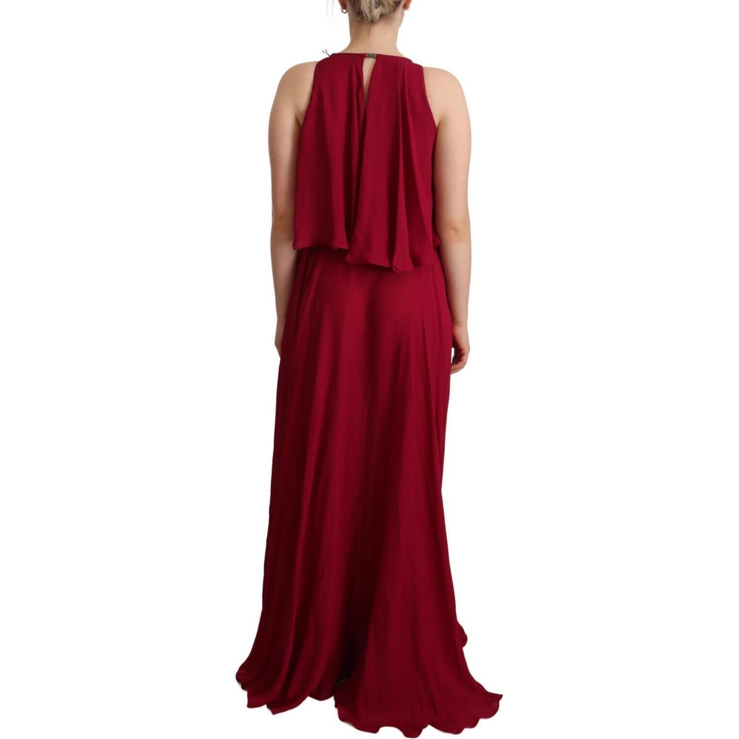 PLEIN SUD Orchid Silk Sleeveless Long Maxi Ruffle Shift Dress