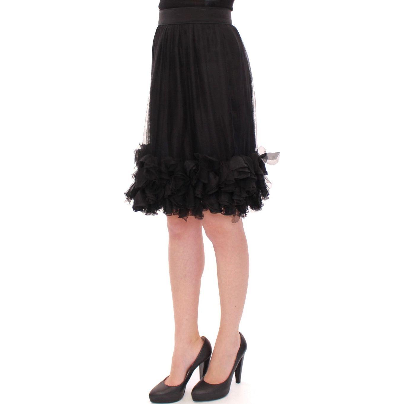 Dolce & Gabbana Black Silk Transparent Above Knees Skirt