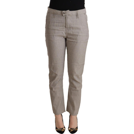 CYCLE Light Gray Linen Blend Mid Waist Tapered Pants