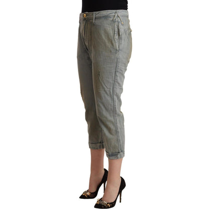 CYCLE Gray 100% Cotton Mid Waist Skinny Cropped Pants