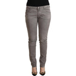 Acht Sleek Gray Skinny Low Waist Jeans Acht Dim Gray