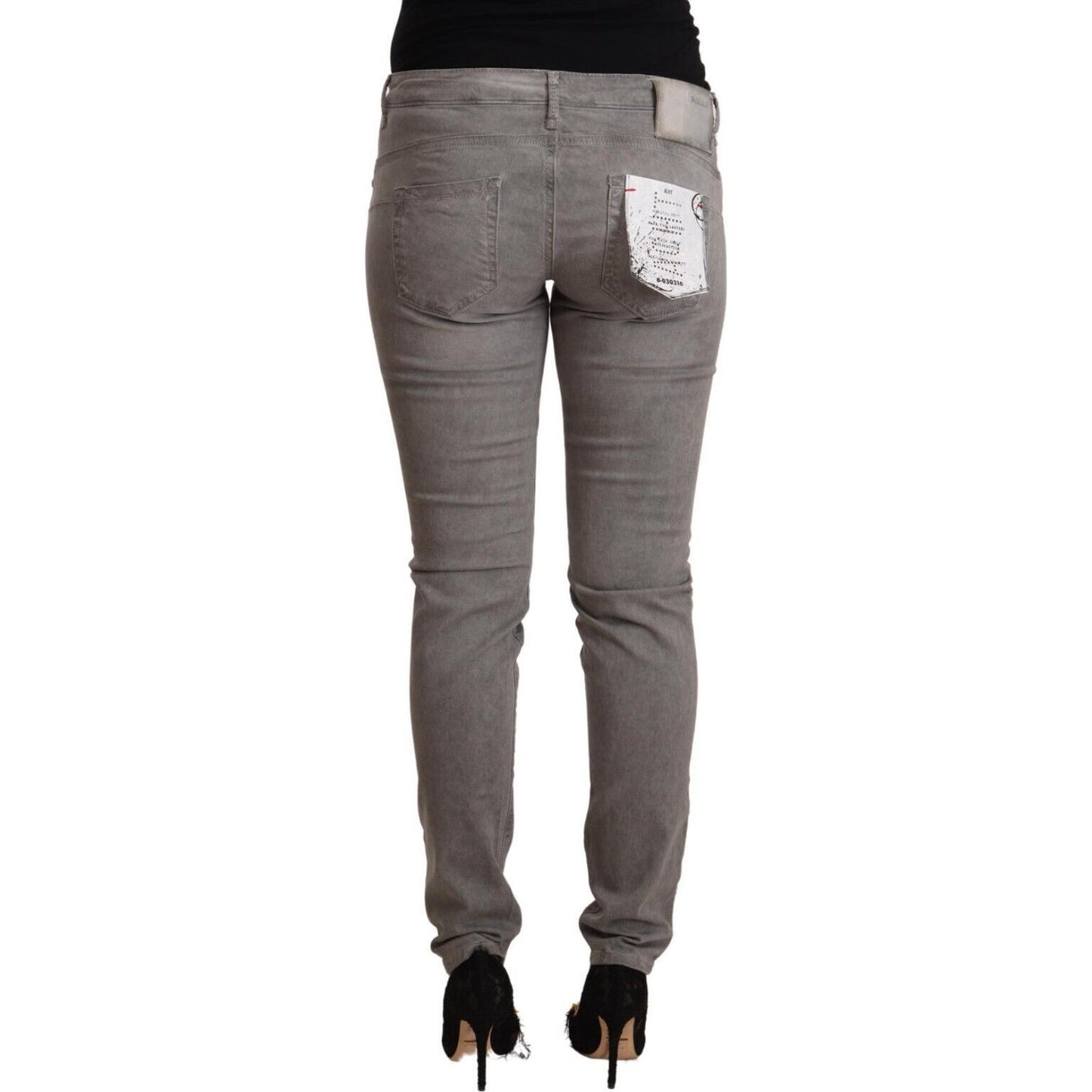 Acht Gray Cotton Low Waist Skinny Push Up Denim Jeans