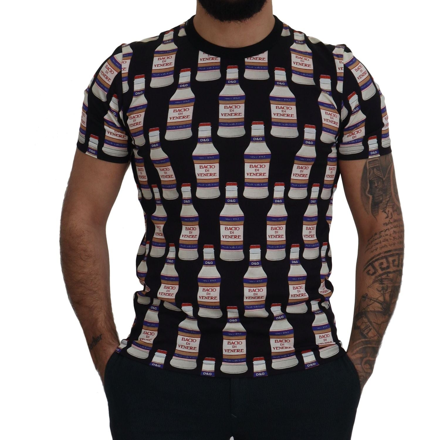 Dolce & Gabbana Black Bacio Di Venere Cotton Crew T-shirt