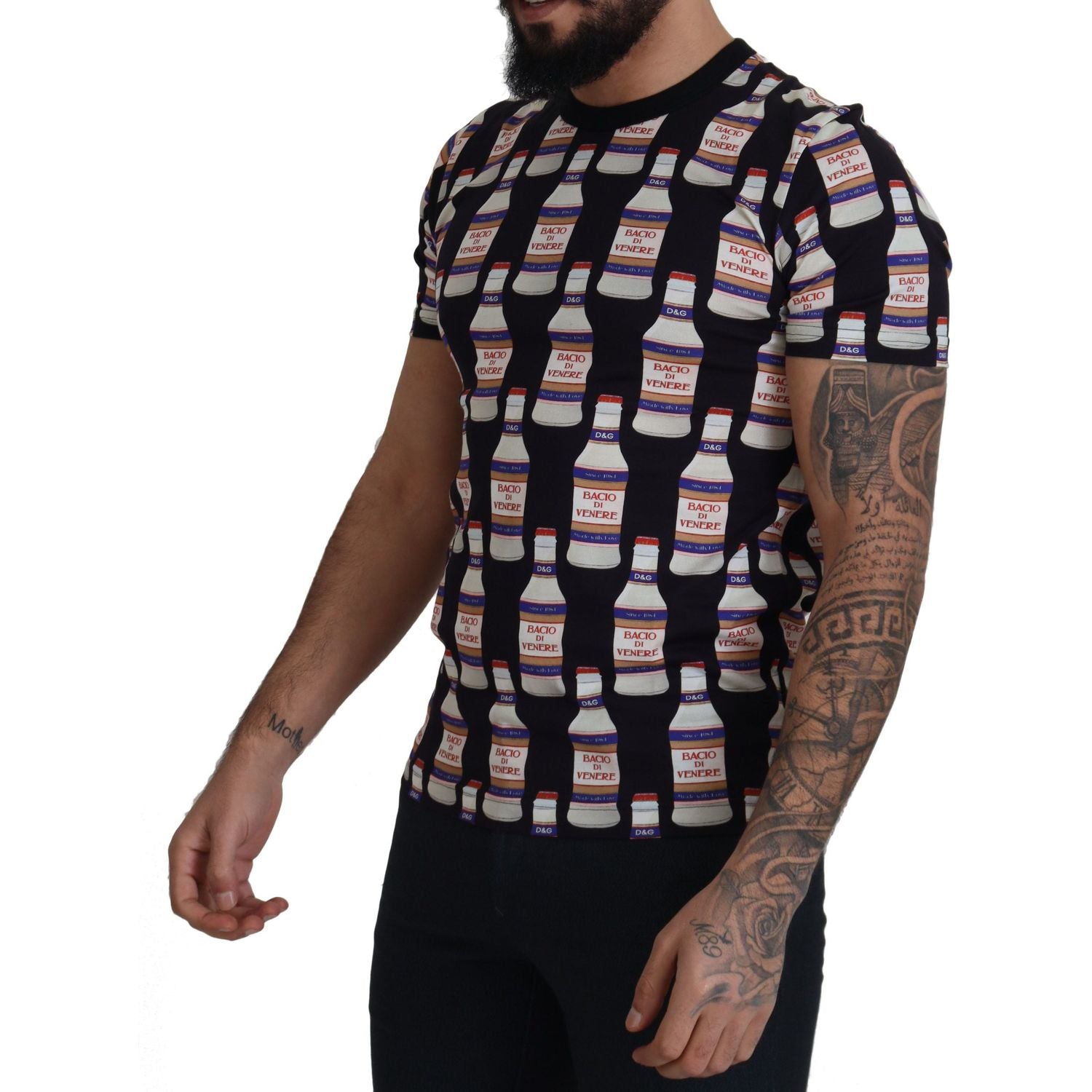 Dolce & Gabbana Black Bacio Di Venere Cotton Crew T-shirt