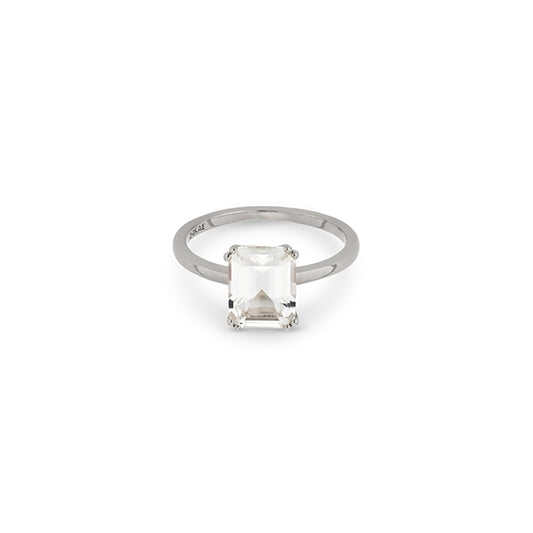 24KAE JEWELS JEWELRY Mod. 12409S/56 silver ring with clear gemstone