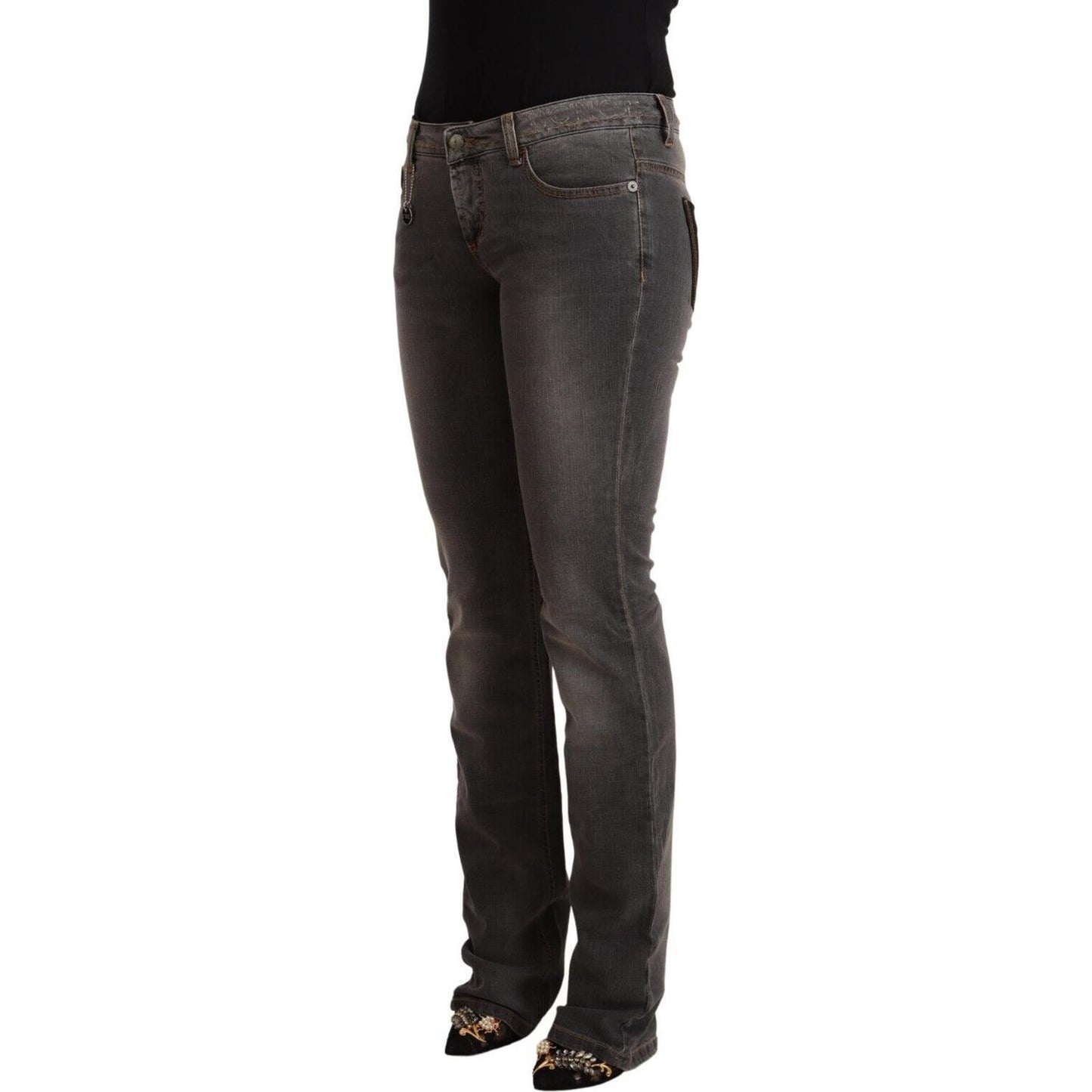 Costume National Gray Washed Low Waist Straight Denim Jeans