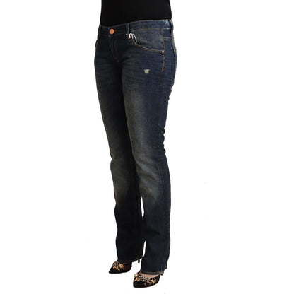 Acht Blue Washed Cotton Low Waist Skinny Denim Jeans