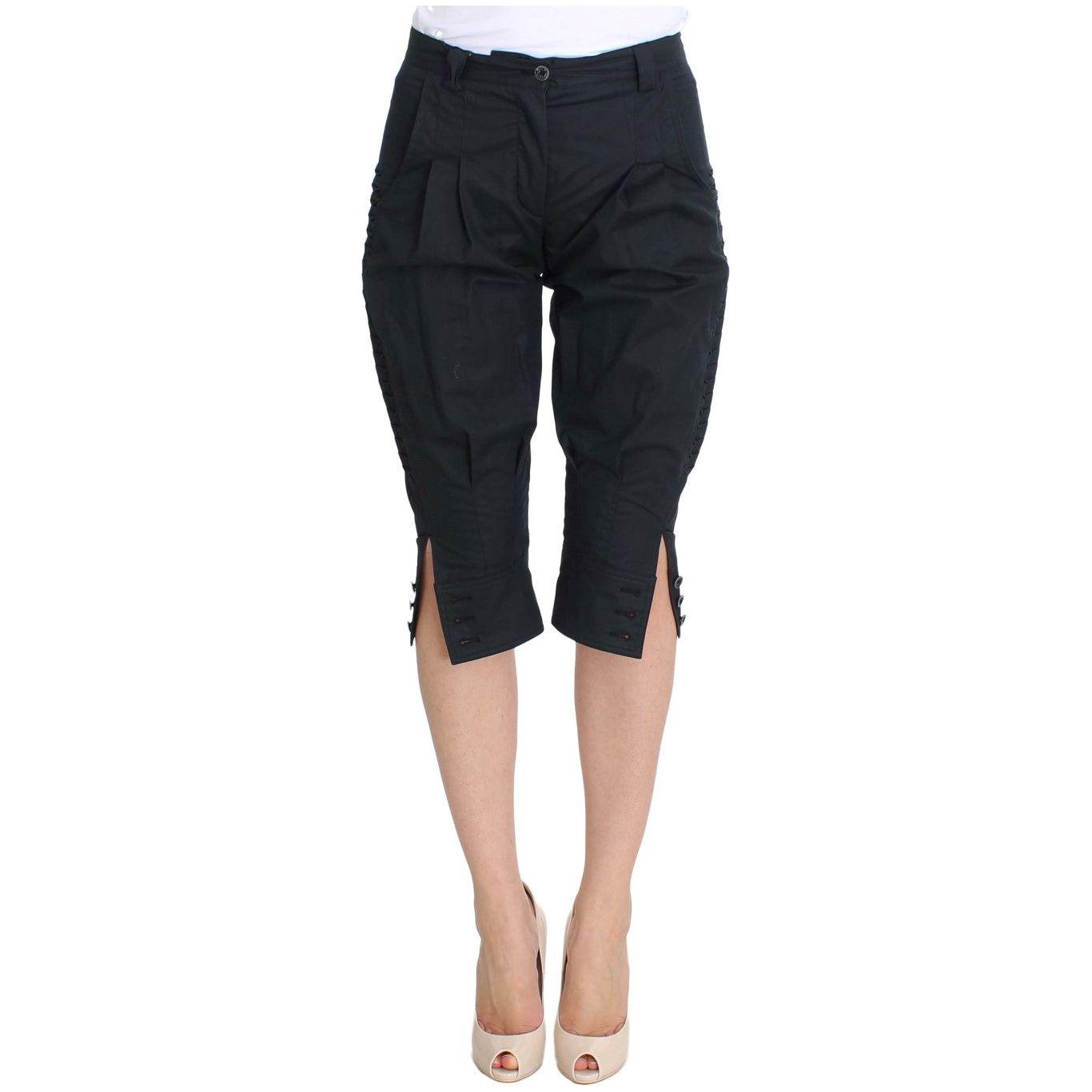 Ermanno Scervino Blue Cotton 3/4 Length Pants