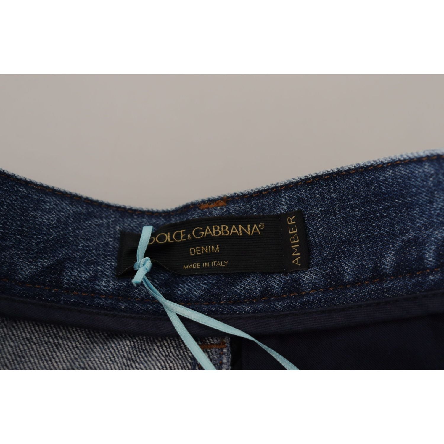 Dolce & Gabbana Blue Jeans Jacquard Majolica High Waist Pants
