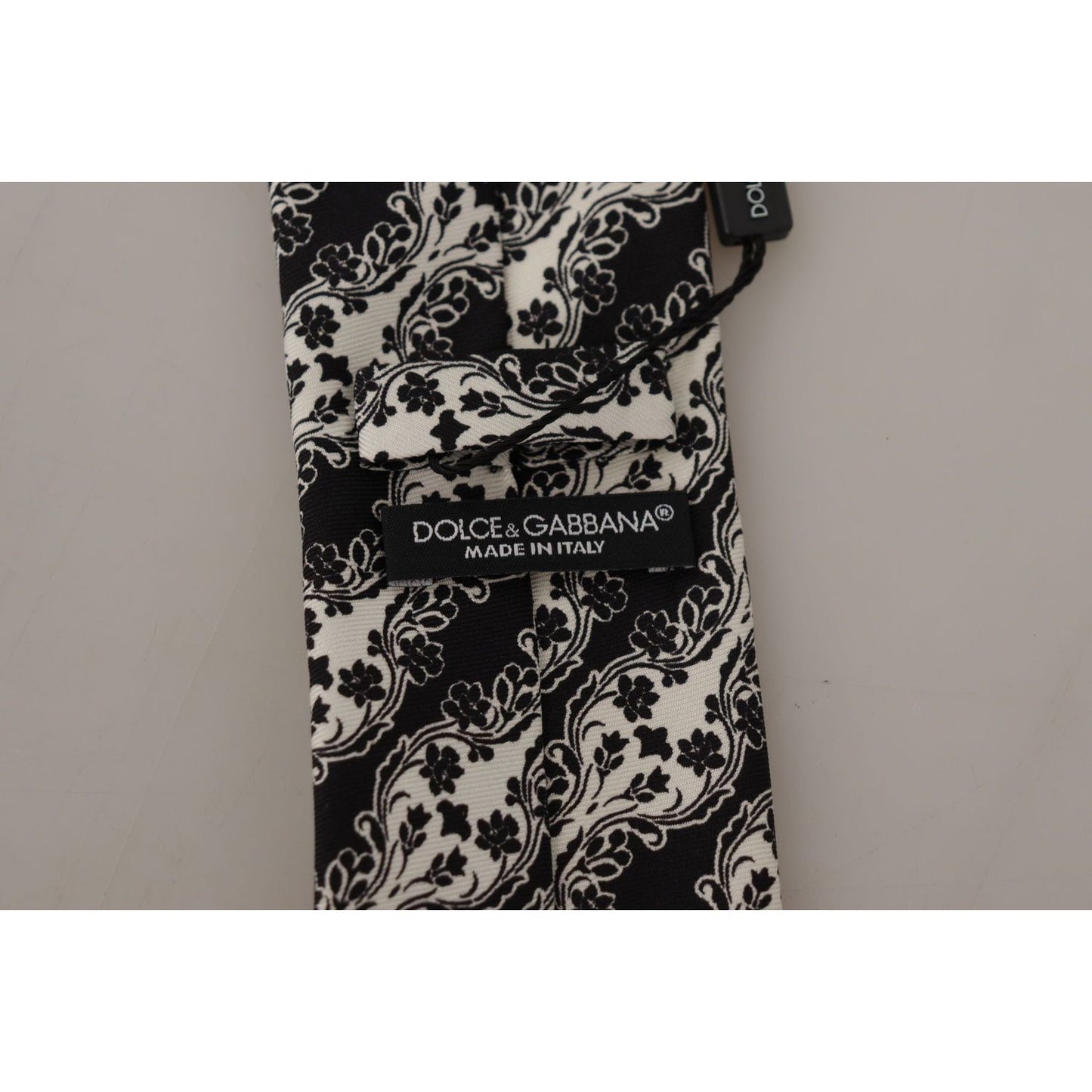 Dolce & Gabbana Black White Flower 100% Silk Print Adjustable Accessory Tie 1728,67345645728,Accessories,Black,Dolce & Gabbana,Material: 100% Silk,Men,Men - Accessories,New with tags,Ties & Bowties - Men - Accessories,Ties - Ties and Formal Accessories -