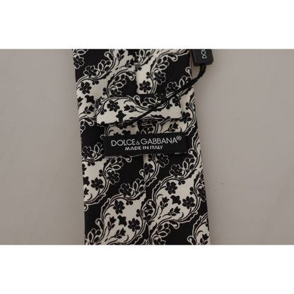 Dolce & Gabbana Black White Flower 100% Silk Print Adjustable Accessory Tie 1728,67345645728,Accessories,Black,Dolce & Gabbana,Material: 100% Silk,Men,Men - Accessories,New with tags,Ties & Bowties - Men - Accessories,Ties - Ties and Formal Accessories -