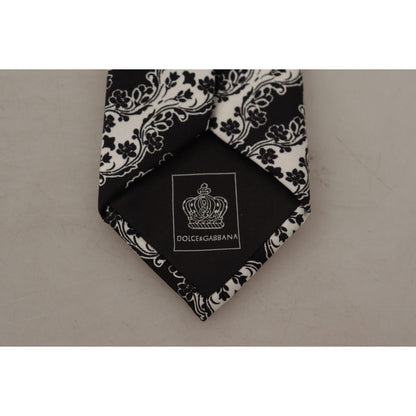 Dolce & Gabbana Black White Flower 100% Silk Print Adjustable Accessory Tie 1728,67345645728,Accessories,Black,Dolce & Gabbana,Material: 100% Silk,Men,Men - Accessories,New with tags,Ties & Bowties - Men - Accessories,Ties - Ties and Formal Accessories -
