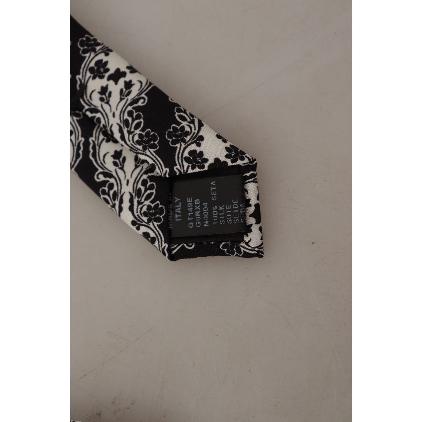 Dolce & Gabbana Black White Flower 100% Silk Print Adjustable Accessory Tie 1728,67345645728,Accessories,Black,Dolce & Gabbana,Material: 100% Silk,Men,Men - Accessories,New with tags,Ties & Bowties - Men - Accessories,Ties - Ties and Formal Accessories -