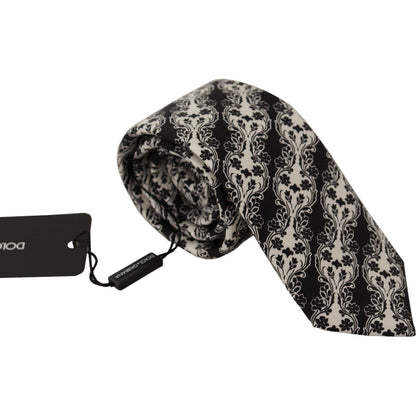 Dolce & Gabbana Black White Flower 100% Silk Print Adjustable Accessory Tie 1728,67345645728,Accessories,Black,Dolce & Gabbana,Material: 100% Silk,Men,Men - Accessories,New with tags,Ties & Bowties - Men - Accessories,Ties - Ties and Formal Accessories -