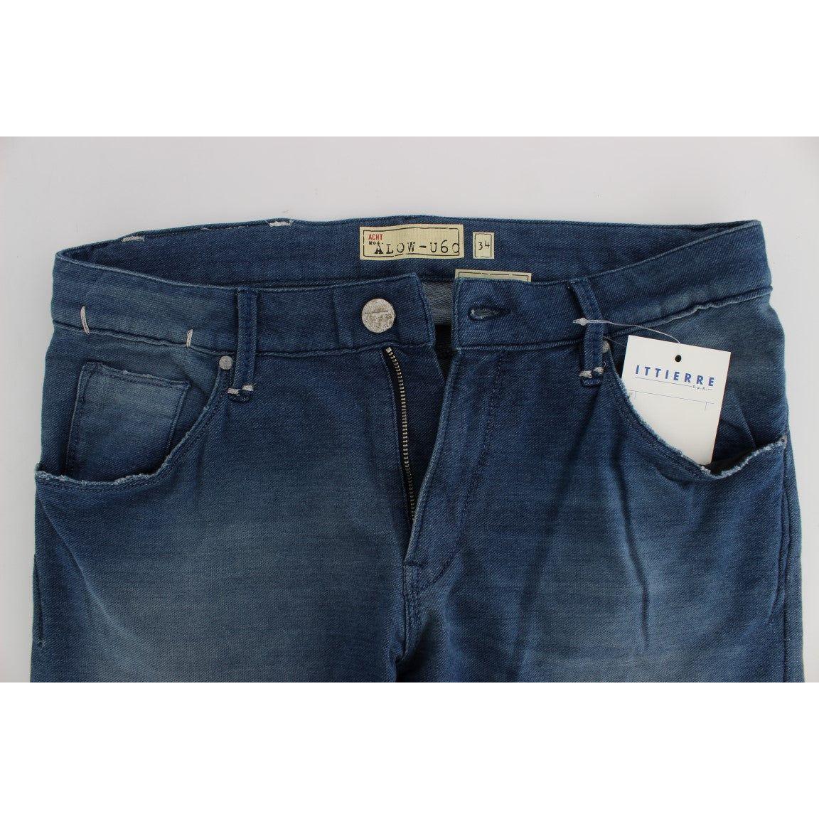 Acht Blue Wash Denim Cotton Stretch Slim Fit Jeans