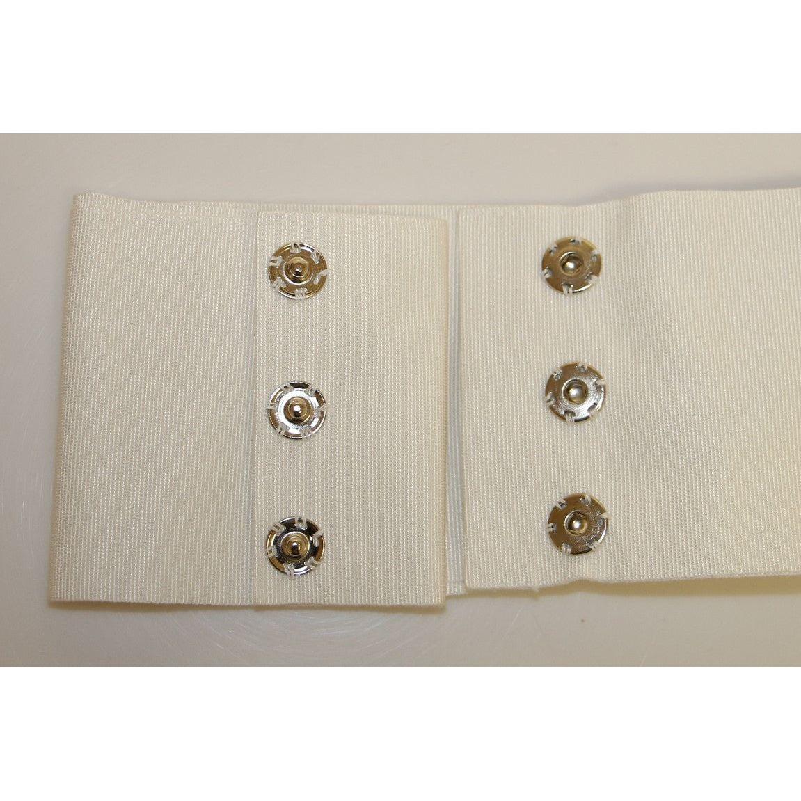 Dolce & Gabbana White Crystal Brass Wide Waist Runway Belt