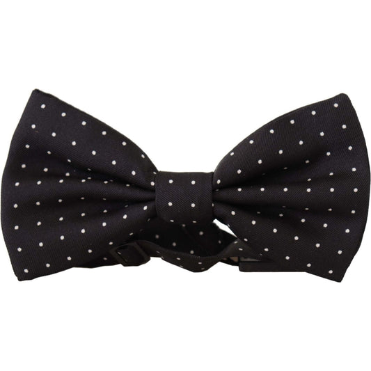 Dolce & Gabbana Black White Polka Dot 100% Silk Neck Papillon Tie