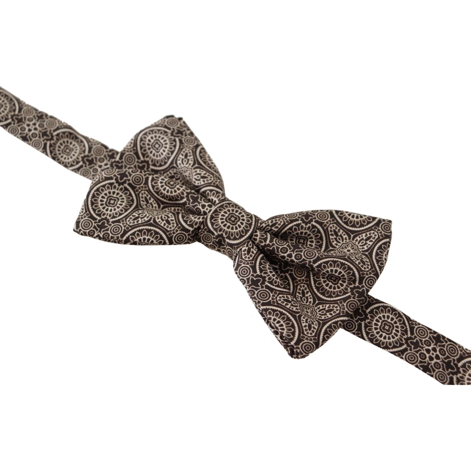 Dolce & Gabbana Black white 100% Silk Adjustable Neck Papillon Tie