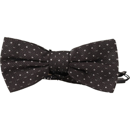 Dolce & Gabbana Gray Polka Dot 100% Silk Neck Papillon Tie