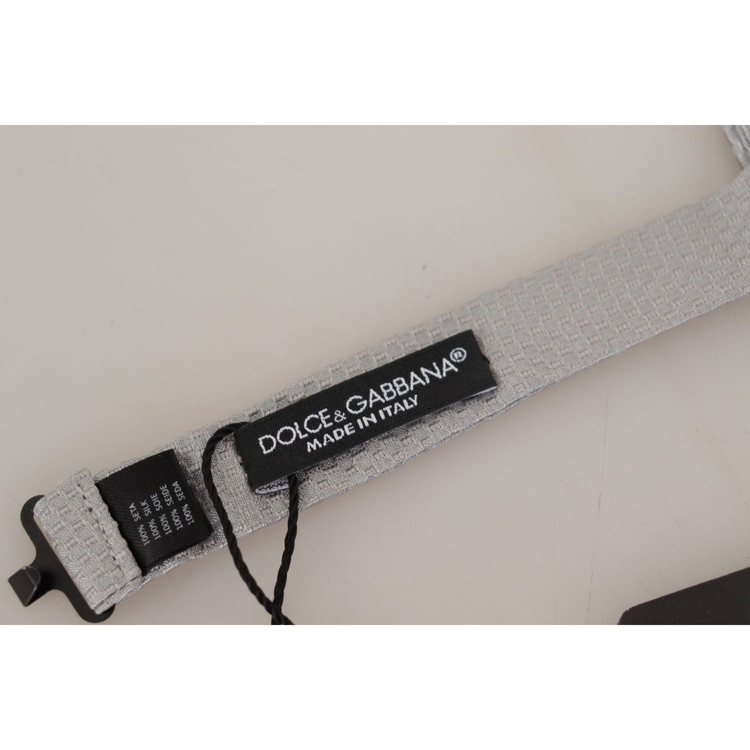 Dolce & Gabbana Gray 100% Silk Adjustable Neck Papillon Tie