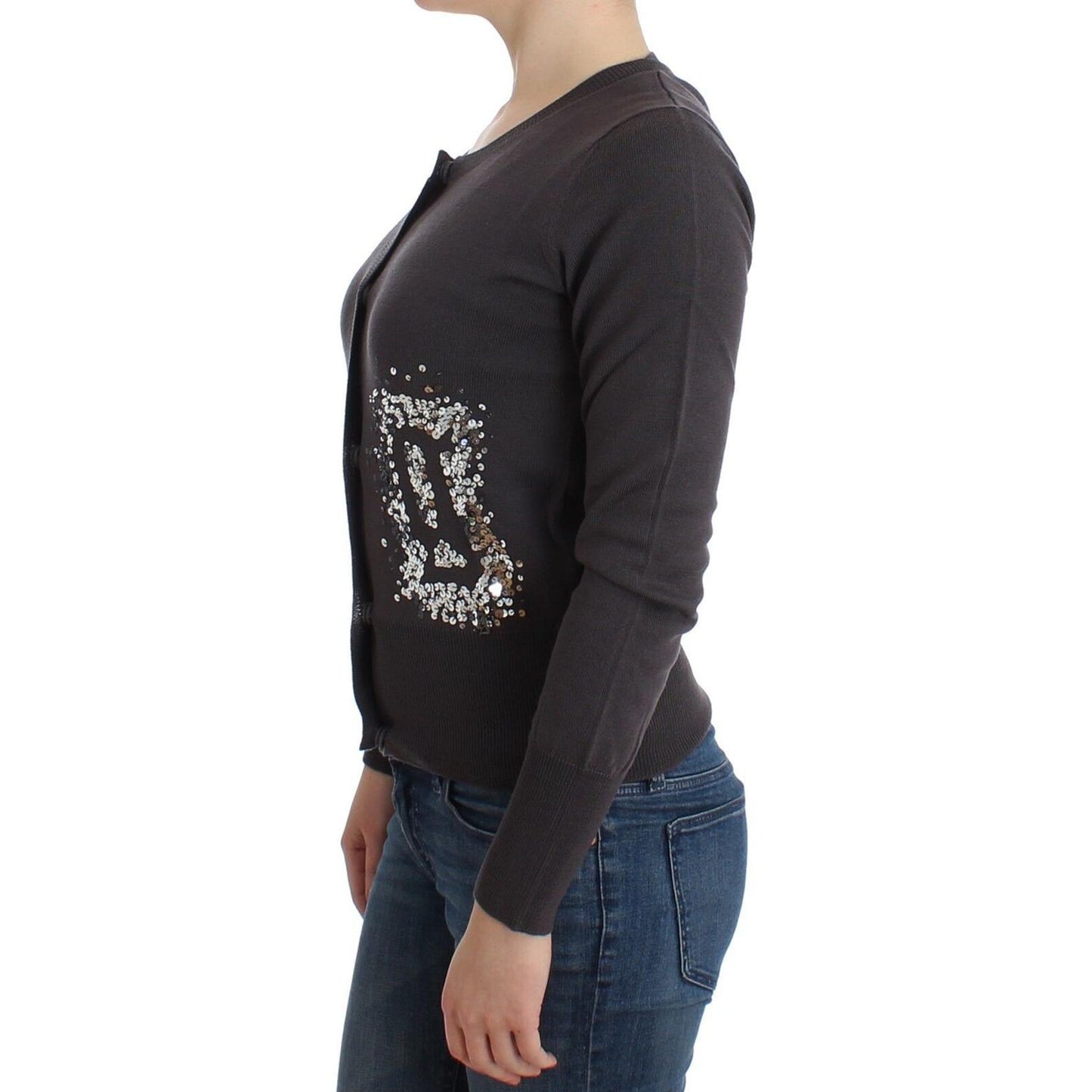 John Galliano Purple Wool Sequined Cardigan Knit Sweater