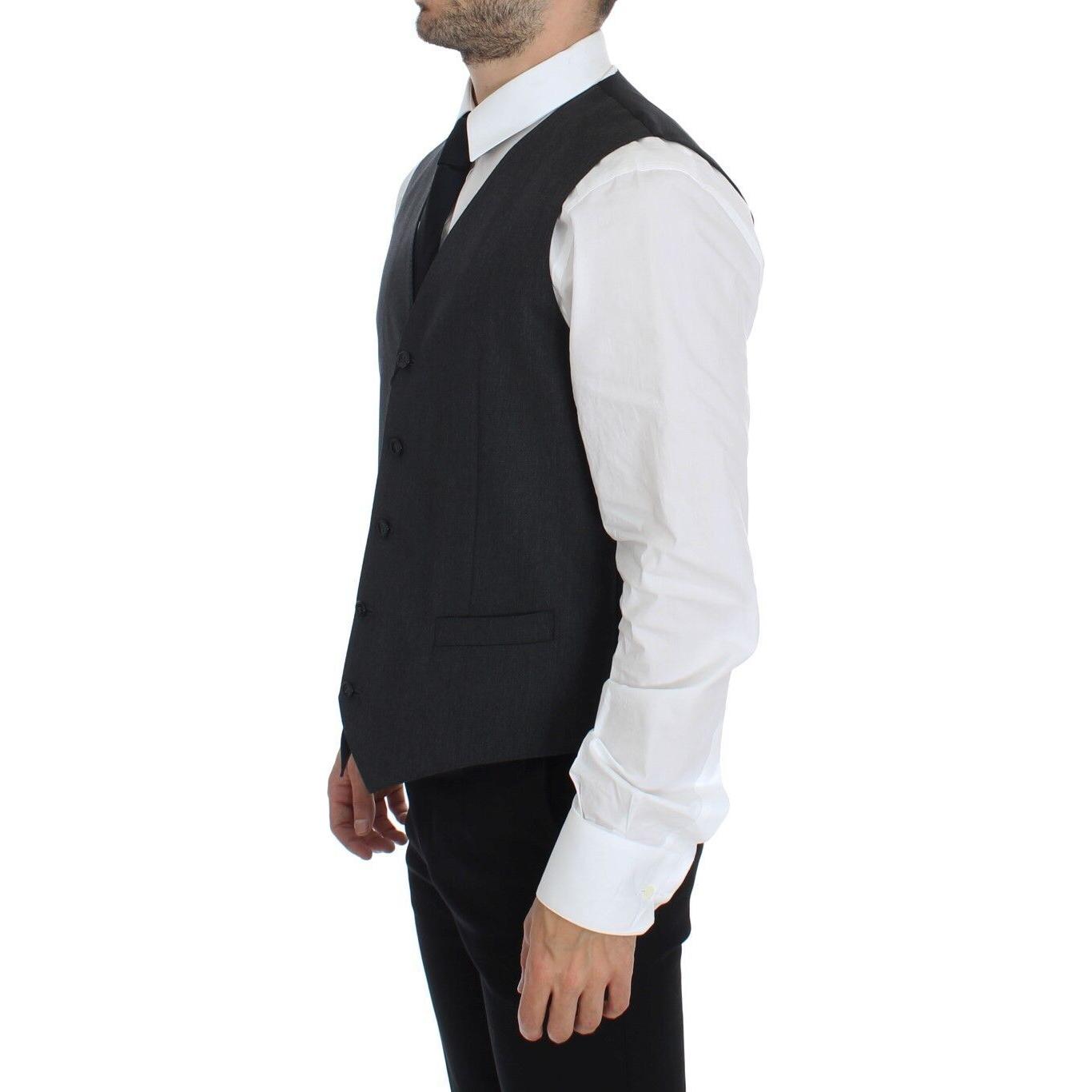 Dolce & Gabbana Gray Wool Formal Dress Vest Gilet Weste