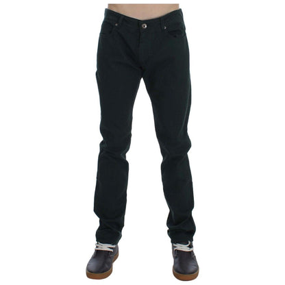 Ermanno Scervino Green Cotton Denim Stretch Straight Fit Jeans