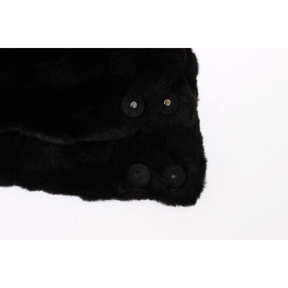 Dolce & Gabbana Black Weasel Fur Crochet Hood Scarf Hat Hood Scarf