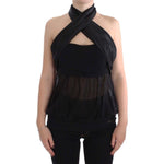 Exte Elegant Black Evening Wrap Top Blouse Exte Black