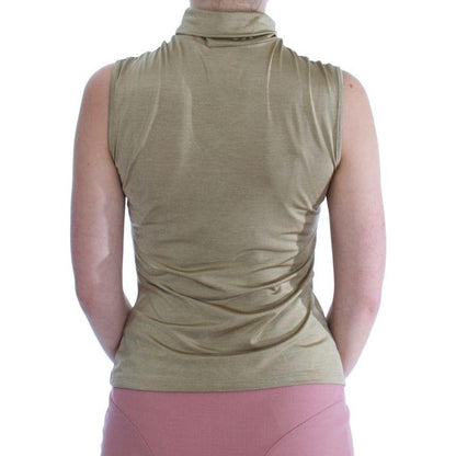 Exte Gold Nylon Turtleneck Top Blouse