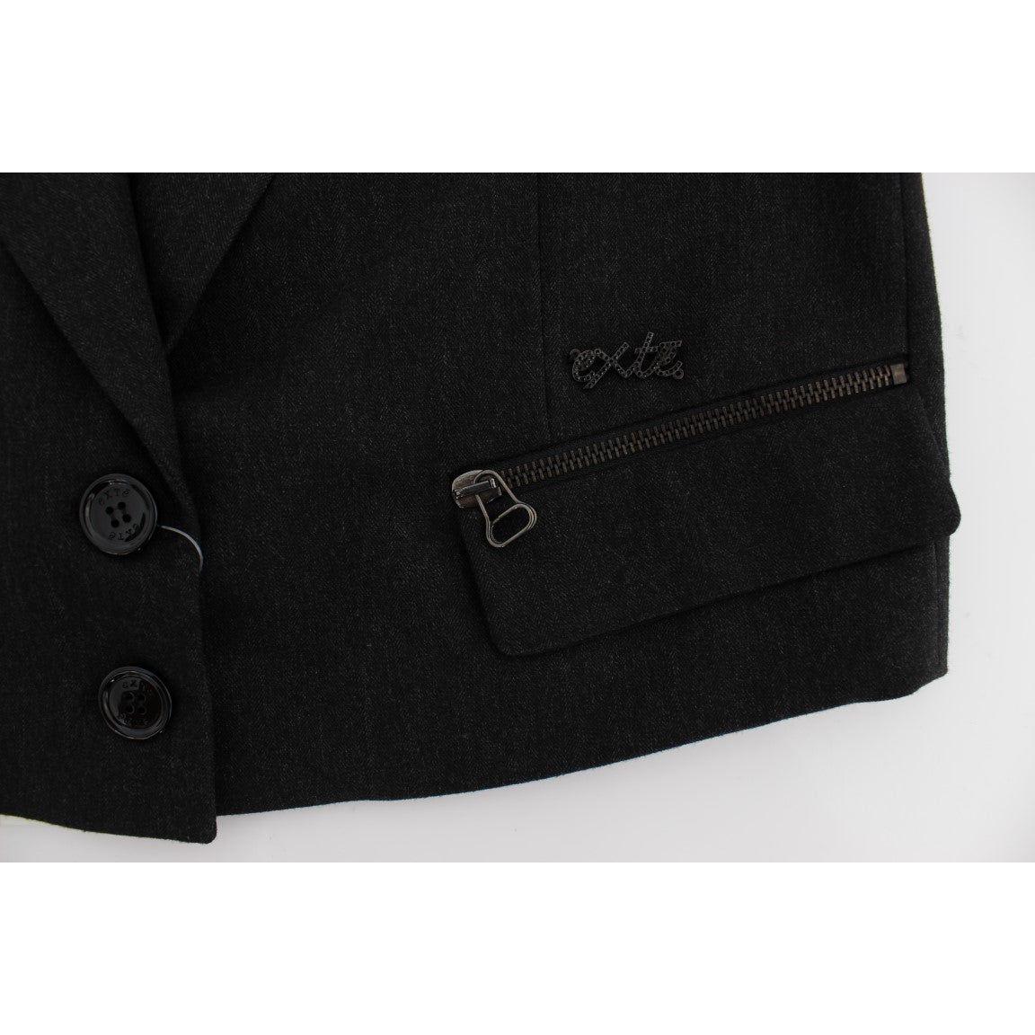 Exte Gray Stretch Gold Studded Short Jacket