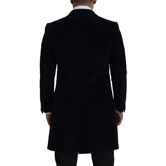 Dolce & Gabbana Black Cotton Cardigan Long Coat Men Jacket
