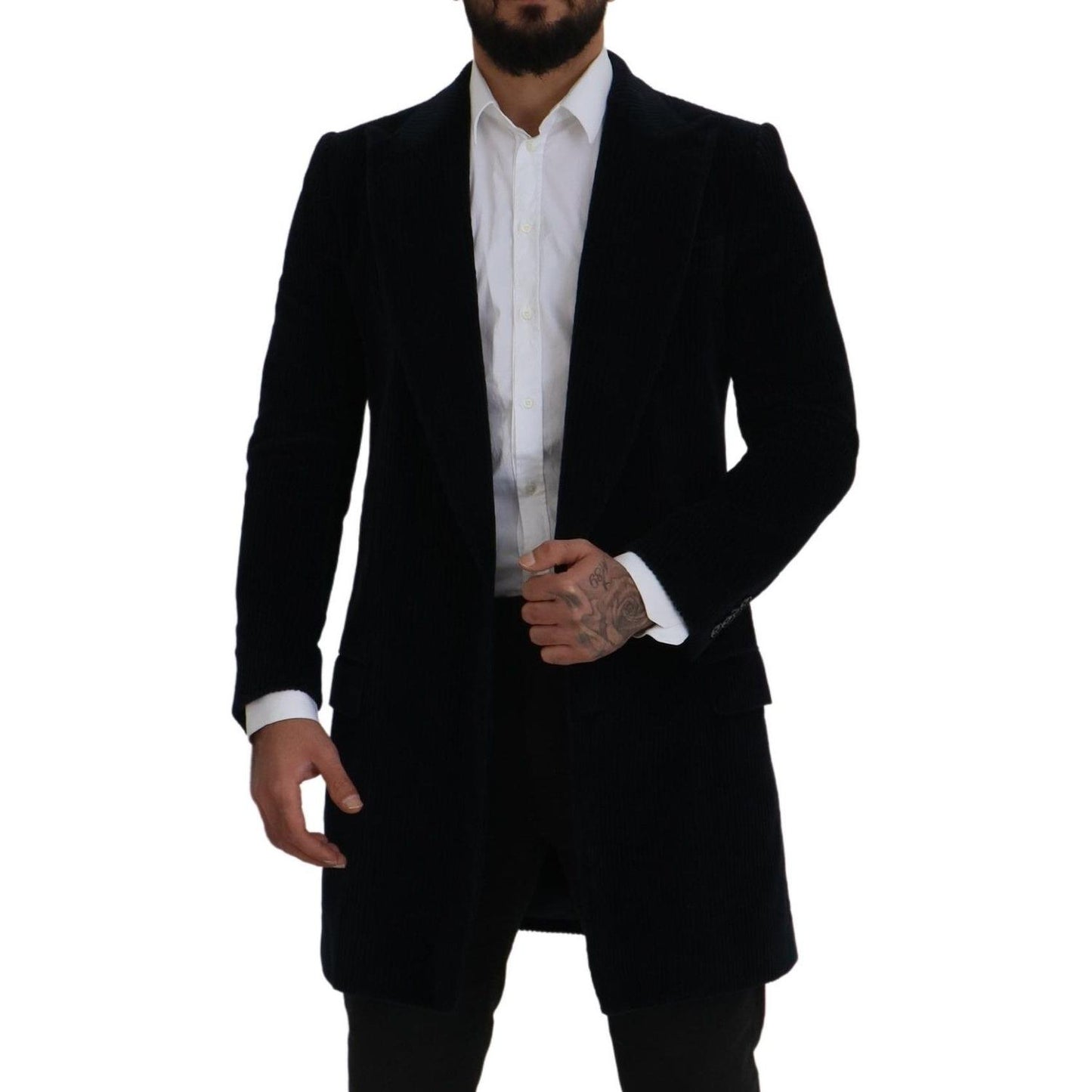 Dolce & Gabbana Black Cotton Cardigan Long Coat Men Jacket