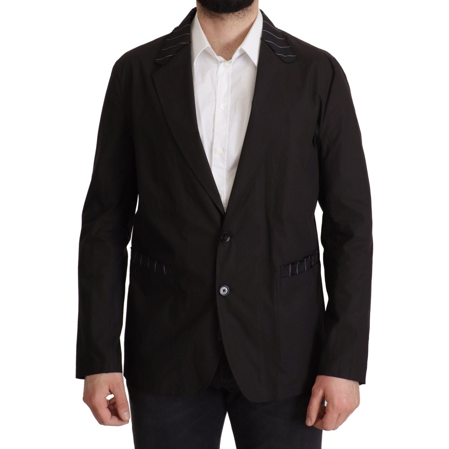 Dolce & Gabbana Black Cotton Single Breasted Blazer Jacket