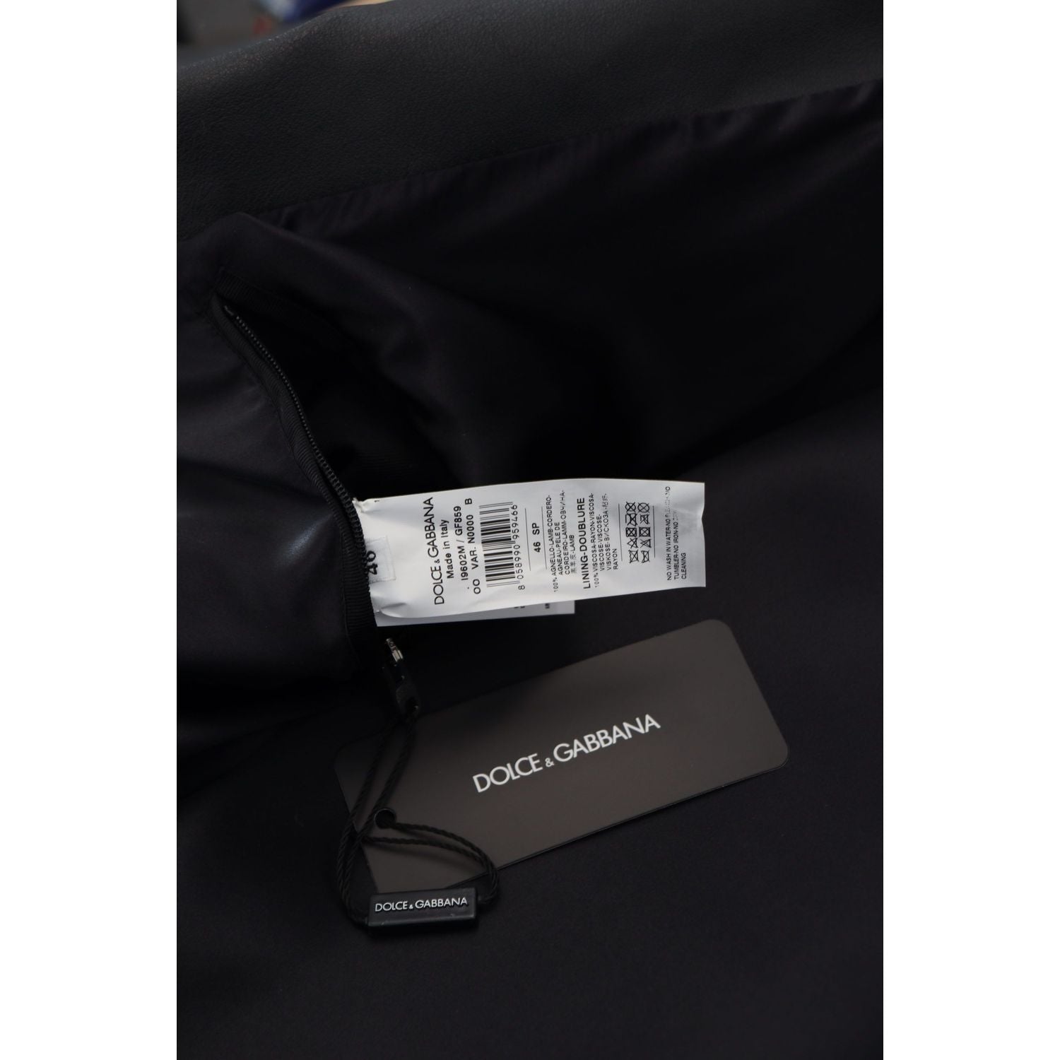 Dolce & Gabbana Black Leather Biker Coat Zipper Jacket