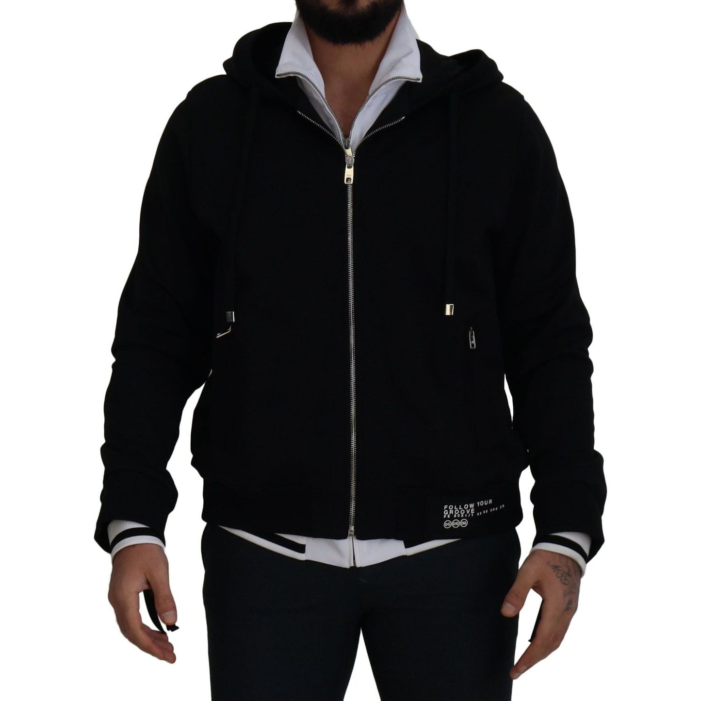 Dolce & Gabbana Black Polyester Hooded Full Zip Jacket