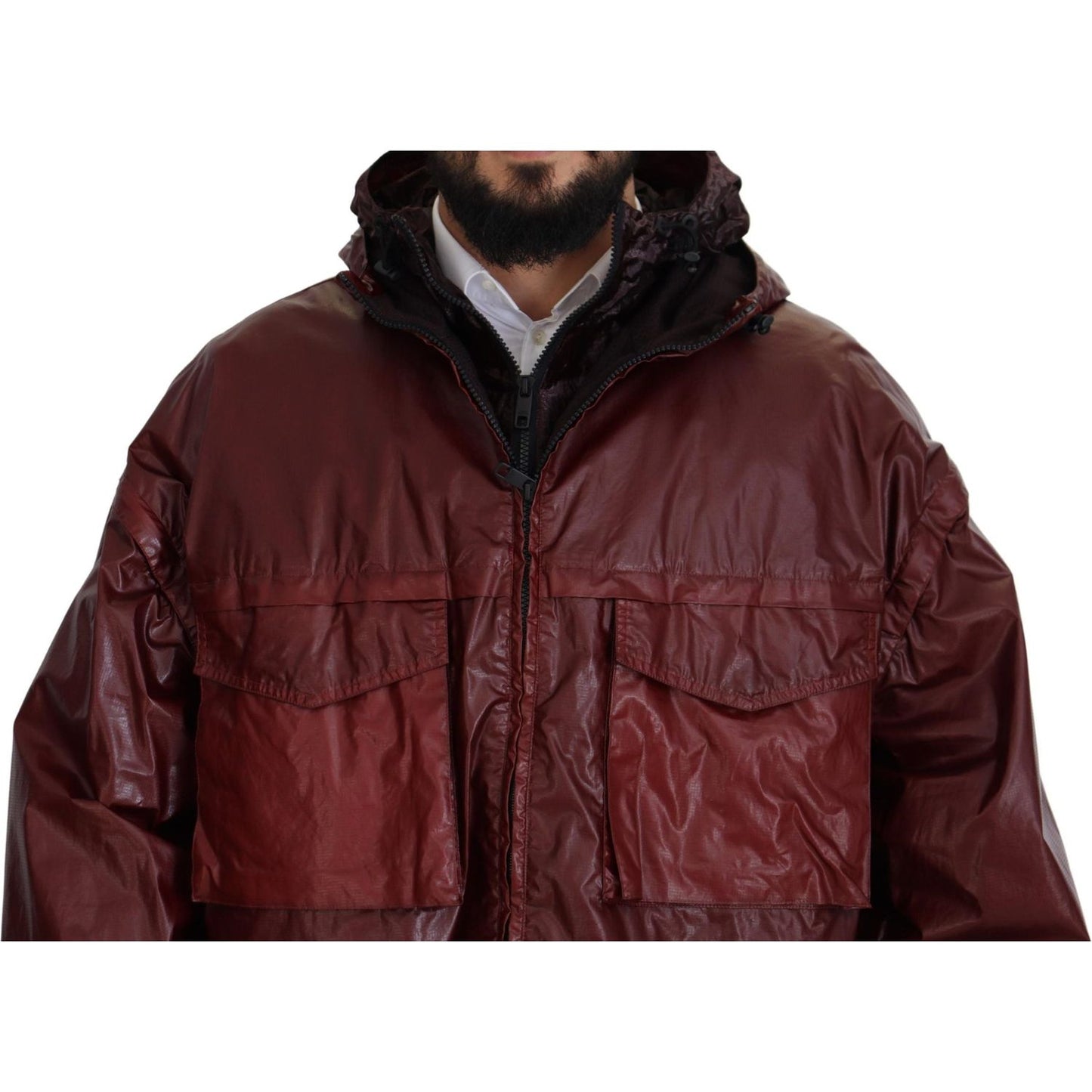 Dolce & Gabbana Bordeaux Cotton Hooded Full Zip Jacket
