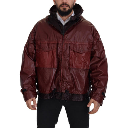 Dolce & Gabbana Bordeaux Cotton Hooded Full Zip Jacket