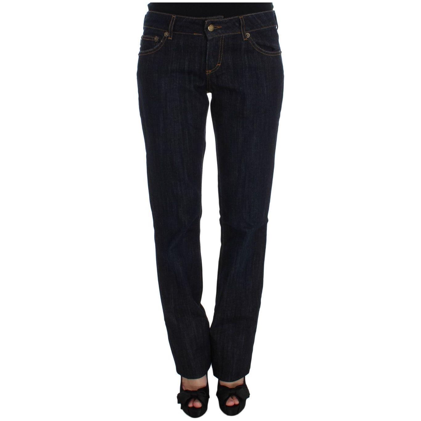 Cavalli Blue Cotton Straight Fit Stretch Jeans